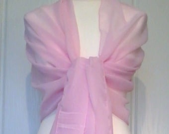 Sale! Baby PINK Evening Wedding CHIFFON SHAWL,Pashmina,Wrap,Stole,Scarf -78"x26" / 200cmX70cm