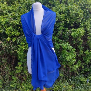 BLUE Royal Shawl, wrap, Chiffon,Scarf, Pashmina, Stole - 78&quot;X26&quot; / 200cmX70cm - ( Free Gift Link in description)