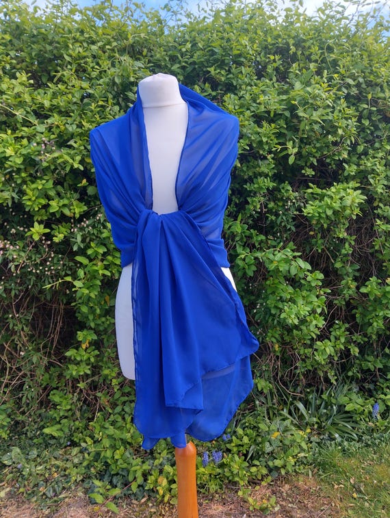 BLUE Royal Shawl, wrap, Chiffon,Scarf, Pashmina, Stole 78