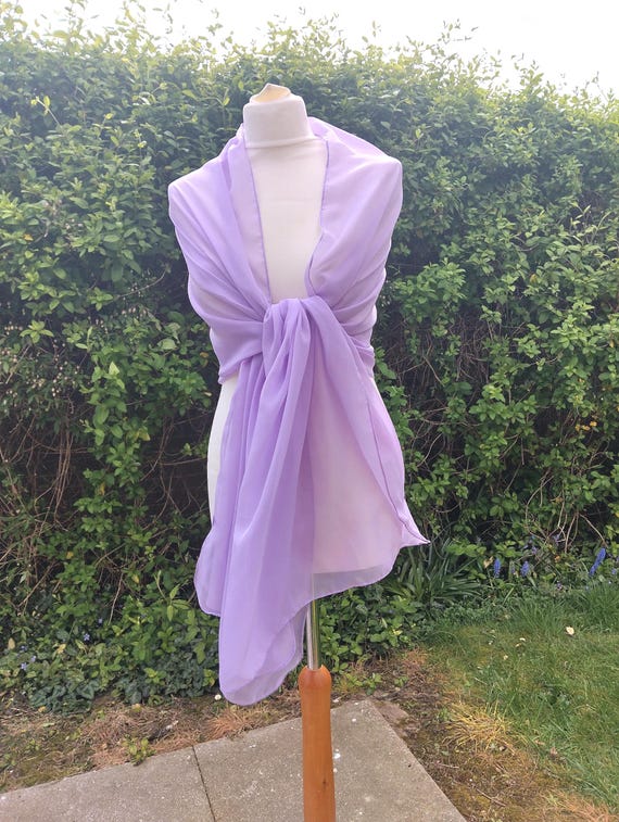 LILAC Chiffon wedding Shawl: Handmade Evening Wedding Wrap - UK Made