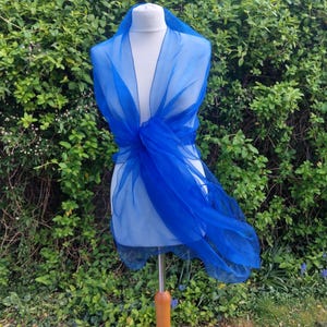 BLUE Royal, Shawl, wrap, Shimmer,organza,wedding,evening, pashmina,stole,scarf -78&quot;X27&quot; / 200cmX70cm-(Free Gift Link in description)