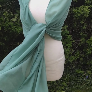SAGE Green chiffon Shawl,wrap, Evening Wedding,Scarf, Pashmina,Stole,Scarf - 78&quot; X 26&quot; / 200cmX70cm= ( Free Gift Link in description)