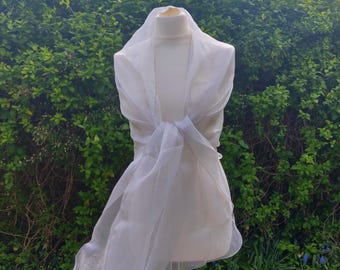 SILVER Shimmer wedding Organza Shawl: Handcrafted Evening Wrap