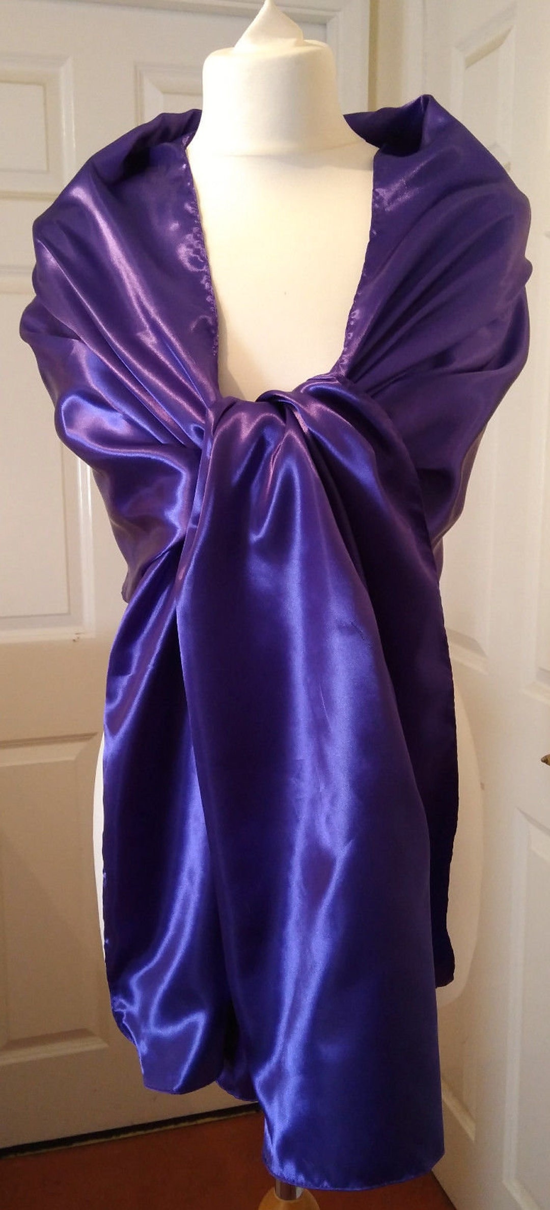 Purple Beaded Rose Satin Shawl