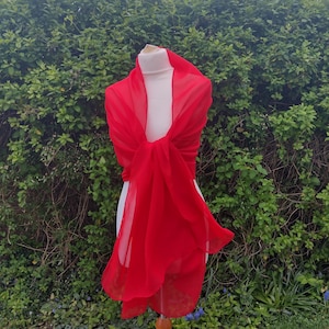 RED chiffon Shawl, wrap, Evening Wedding Pashmina, Stole, Scarf - 78&quot;x26&quot; / 200cmX70cm-( Free Gift Link in description)