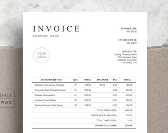 google docs invoice etsy
