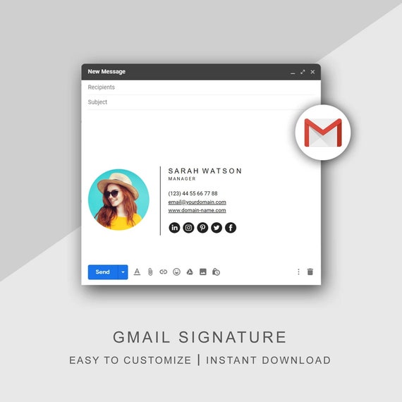 Gmail Email Signature Template Instant Download Modern and Etsy