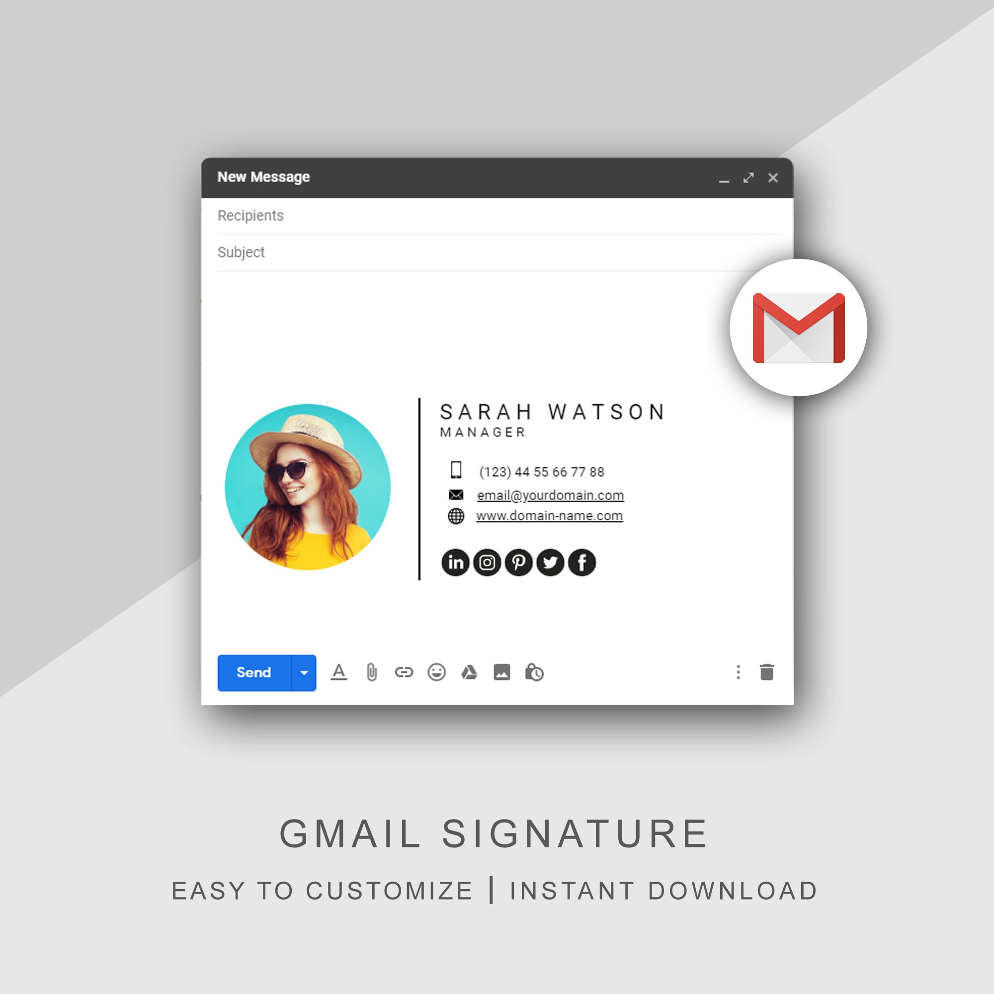 Gmail Email Signature Template Instant Download Modern and Etsy Gmail Email Signature Template Instant Download Modern and Etsy