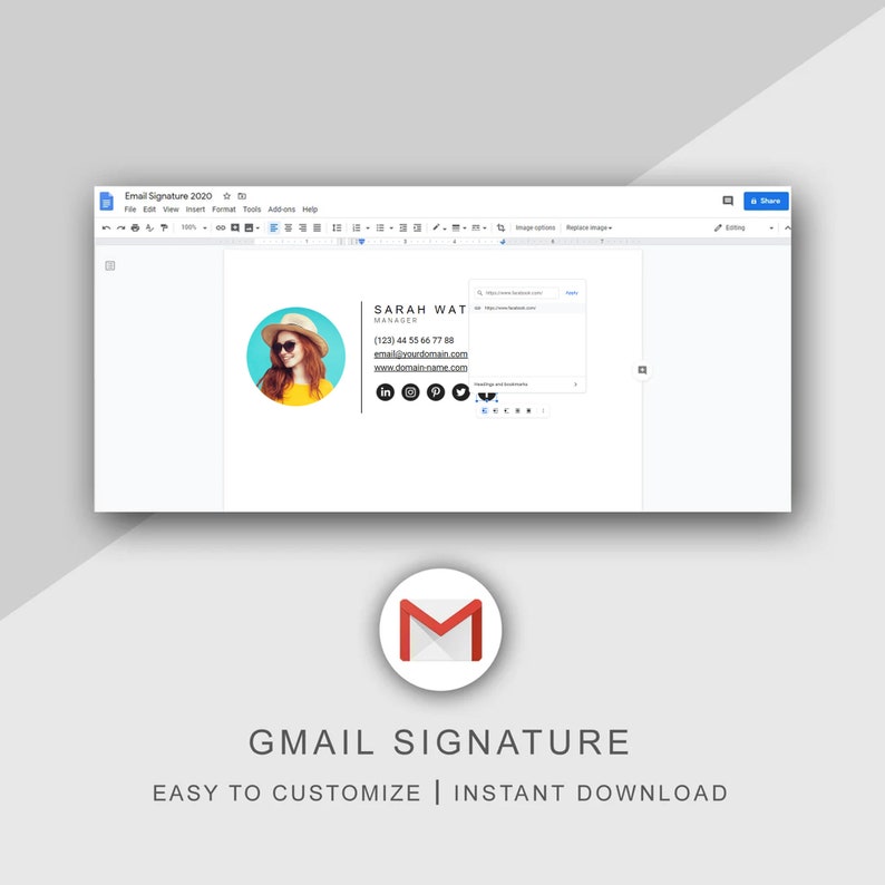 Gmail Email Signature Template Instant Download, Modern and ...