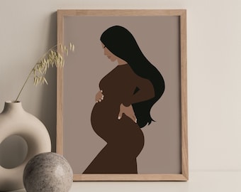 PHYSICAL PRINT - Maternity, Pregnancy, Latinx Prints, Latino, Boho Room Decor, Inspiration, Latina, Earth Tone, Embarazo, Birth, Baby Shower