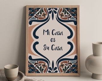 INSTANT DOWNLOAD - Mi Casa es Su Casa, Bienvendos sign, Welcome sign, Spanish, Bilingual, Latinx home decor, Latina, Latinx art, Latino