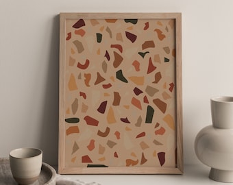 PHYSICAL PRINT - Terrazzo, Terracotta, Print, Pattern, Latina Prints, Boho Prints, Latinx, Boho Room Decor, Gallery Wall Art, Earth Tone Art