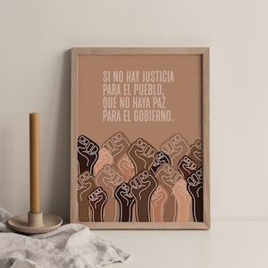 INSTANT DOWNLOAD - Si No Hay Justicia Para el Pueblo Que No Haya Paz Para el Gobierno, Latina Print, Spanish, Latinx Art, Emiliano Zapata
