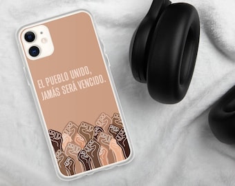 IPHONE CASE - El Pueblo Unido Jamas Sera Vencido, Latina Art Print, Spanish, Latinx Art, Boho Room Decor, Earth Tone, Latino, Art Latina