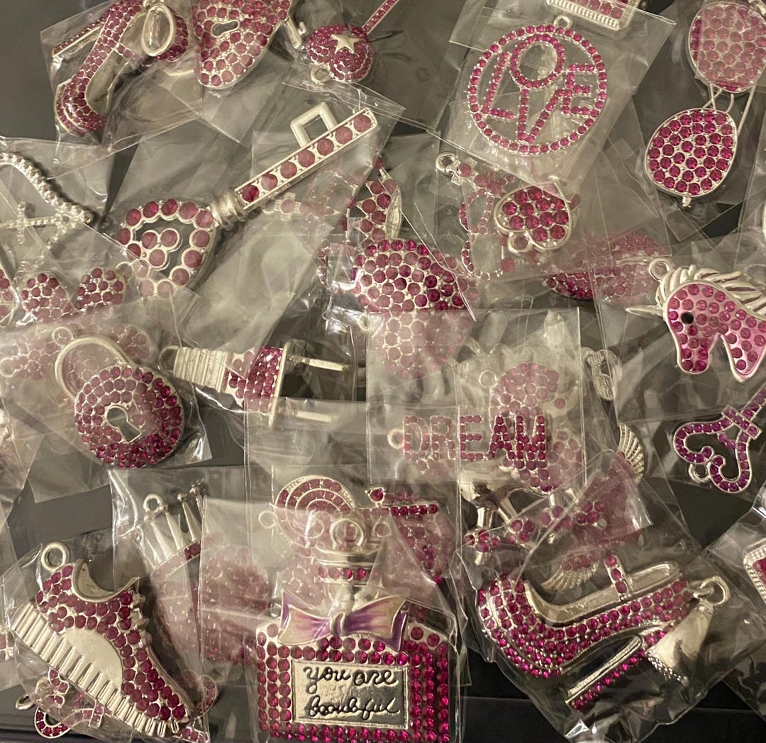 Silver Charms-dark Pink ~comes With 5 Random Charms - Etsy