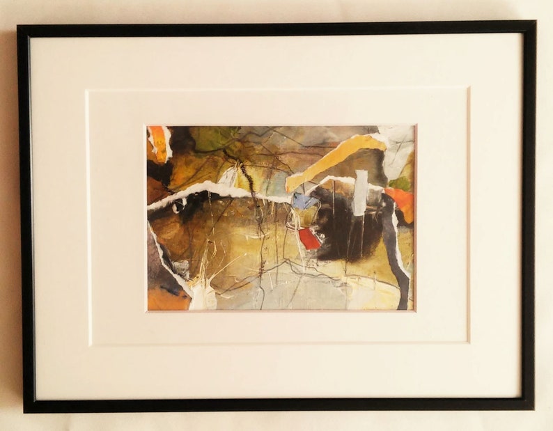 Original Landscape collage Painting on Acid Free paper-abstract Art-Acrylic-Ink-Modern Art