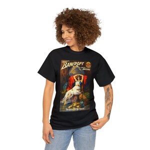 May include: Black t-shirt featuring a vintage poster of Frederick Bancroft, Prince of Magicians, with the text "The Slave of the Orient".