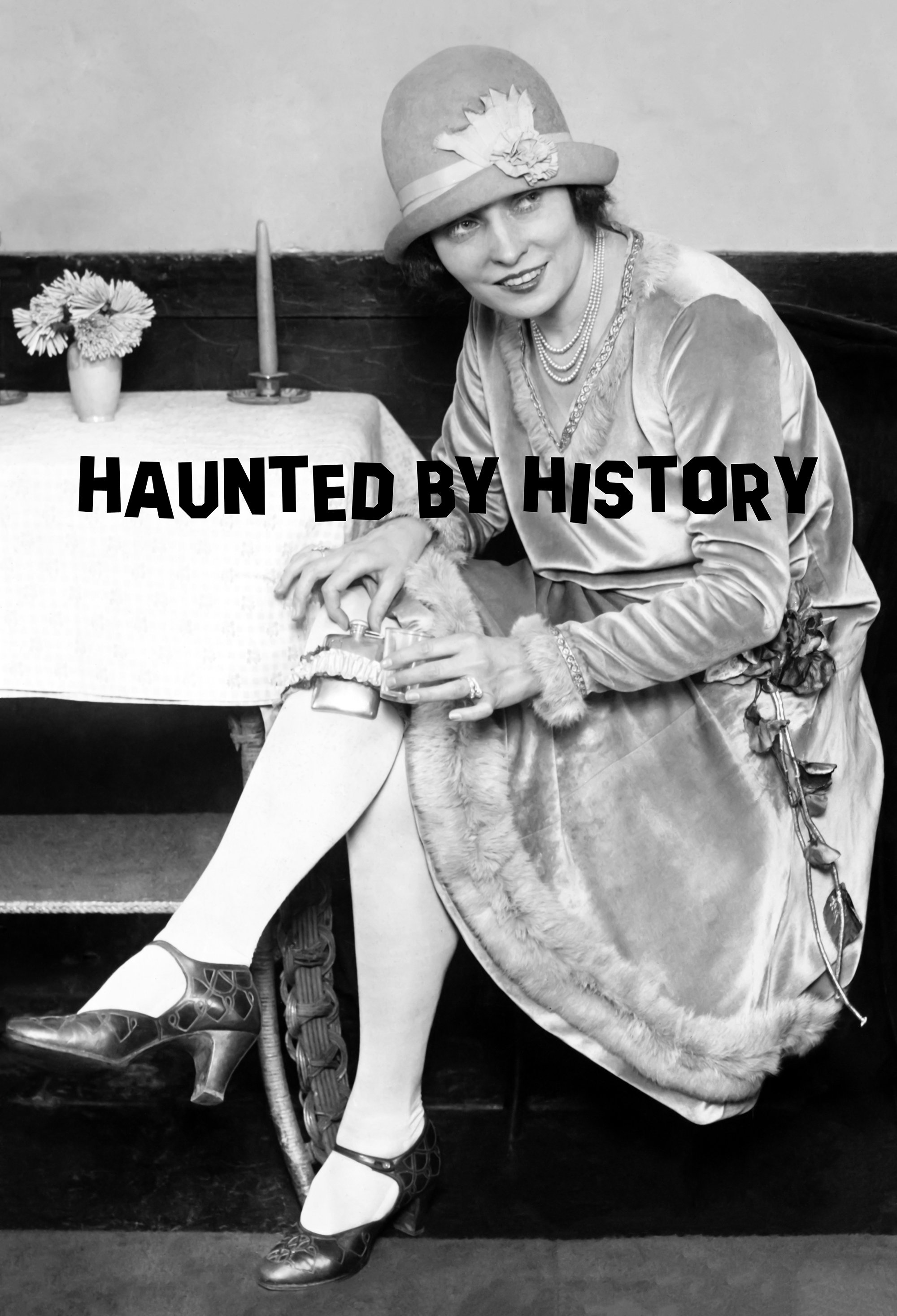 Mlle. Rhea Garter Flask Poster: 1920s Flapper Photo - Prohibition