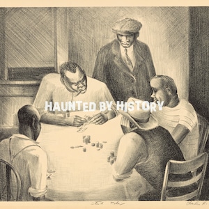 Stud Poker Poster - charles henry alston, jogo de pôquer, jogos de azar, jogadores, história negra, americana, jogo de cartas, década de 1930, ilustração vintage