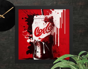 Grunge Art Coca Cola Inspiré Poster Mat Encadré - Décoration Murale de Style Vintage