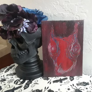 Chupacabra -- weird bizarre goth horror cryptid creature folklore acrylic painting