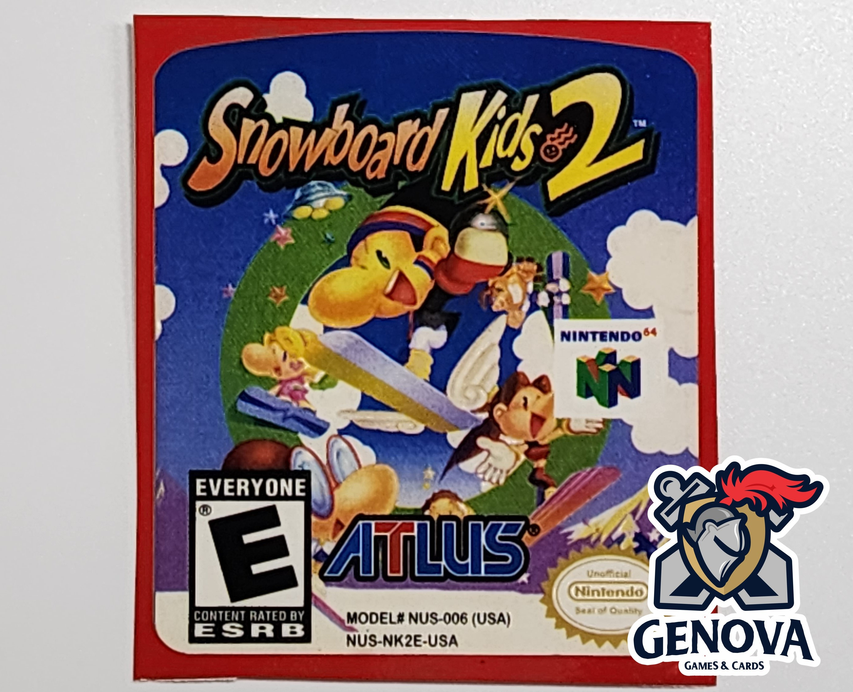 Snowboard Kids N64 Replacement Game Label Sticker Precut