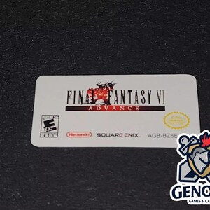 May include: A white game cartridge for the Game Boy Advance with the text "Final Fantasy VI Advance" and the logo for Square Enix. The cartridge is rated E for Everyone by the ESRB.