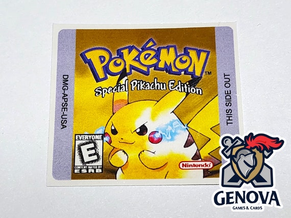 Pokemon Yellow Special Pikachu Edition Game Boy Replacement Game Label  Sticker Precut