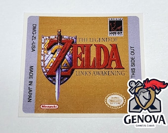 The Legend of Zelda Link's Awakening Game Boy Replacement Game Label Sticker Precut