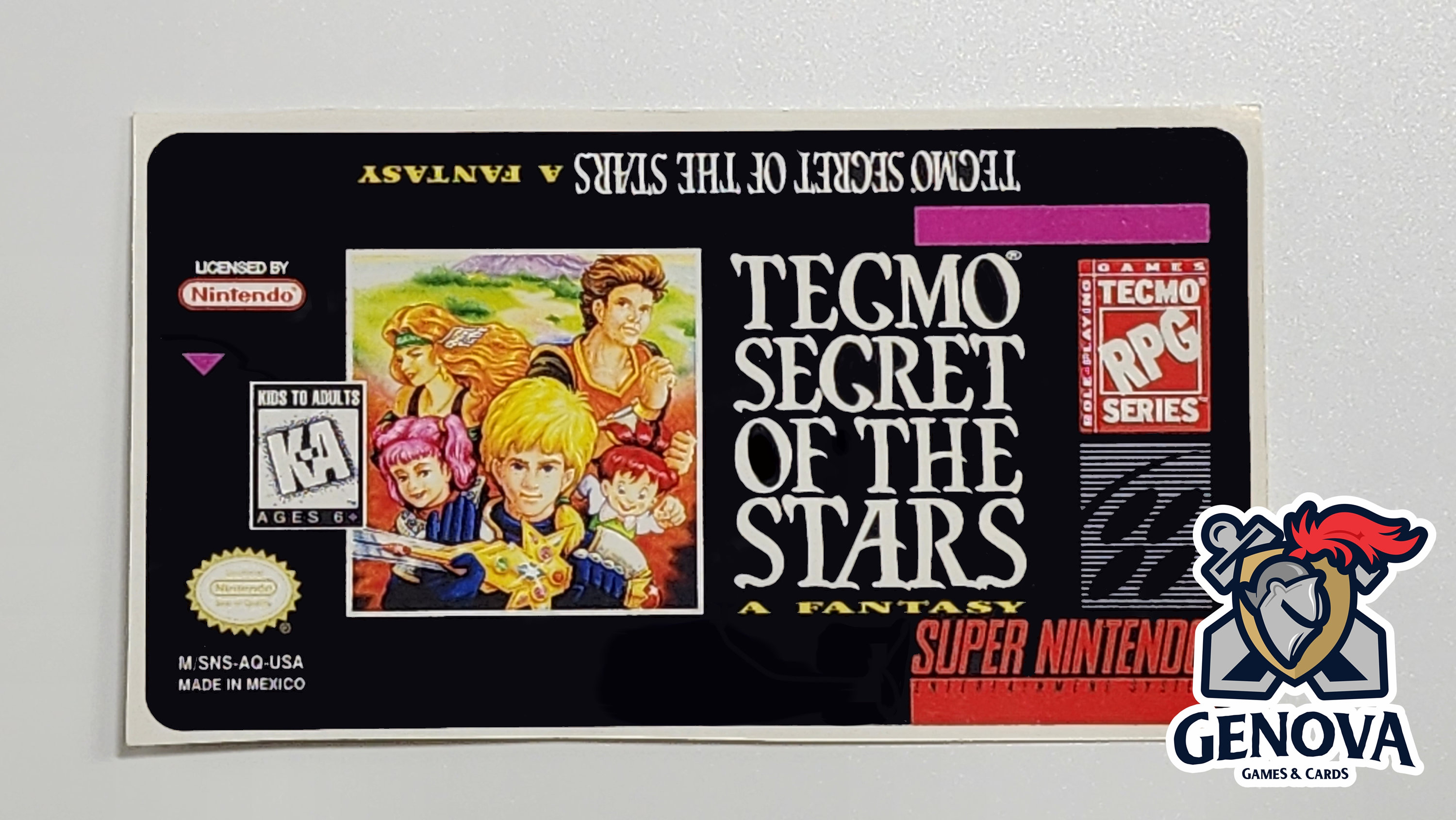 Tecmo Secret of the Stars Snes Replacement Game Label Sticker