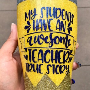 Glitter Pencil Tumbler | Stainless Steel Tumbler | Epoxy Glitter Tumbler | Back to School | Best Teacher Tumbler Gift