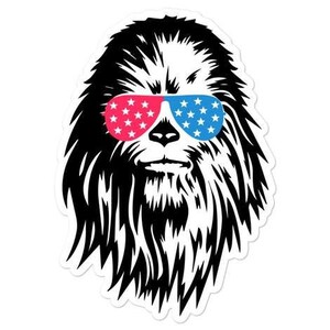 4. Juli, Chewbacca, Sticker, Geschenk, Abziehbild, Merch, Star Wars, Han Solo, Sonnenbrille, Amerika, Vatertag, Jedi, Fan, Comic Con, Party