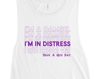 Meg Damsel Muscle Tank, disney princess, damsel in distress, hercules, disneyland, Disney World, run disney, have a nice day, hipster, women