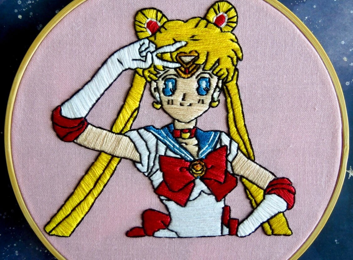 Sailor moon embroidery usagi tsukino modern embroidery  etsy Sailor moon embroidery usagi tsukino modern embroidery  etsy