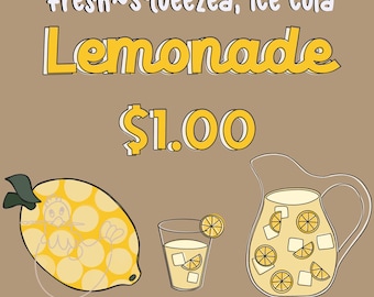 Lemonade Stand Banner Template: Kraft Paper Sign (PDF & JPEG Files
