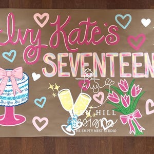 Custom Birthday Banner - Hand Painted Party Sign - Personalized Party Decor - Kraft Paper Banner