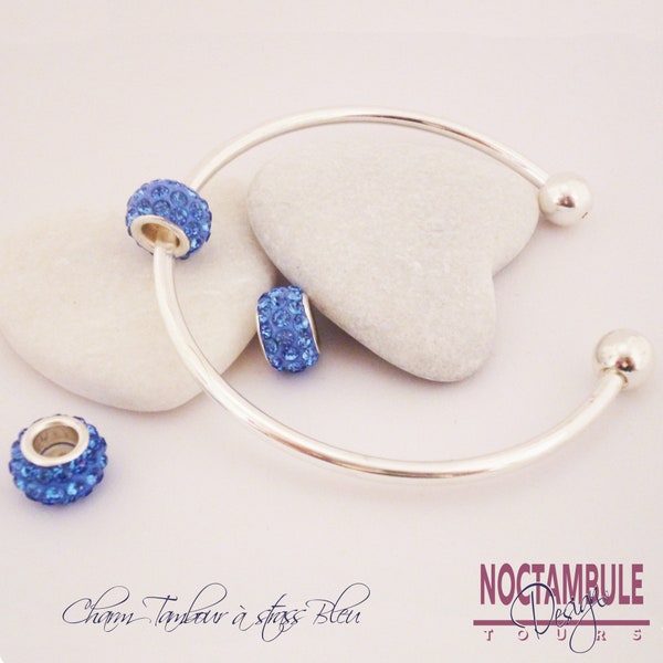 Encantos tipo Pandora Blue Lake Strass Vidrio facetado perla gran agujero pulsera europea joyería de ocio Creador Noctambule Design France