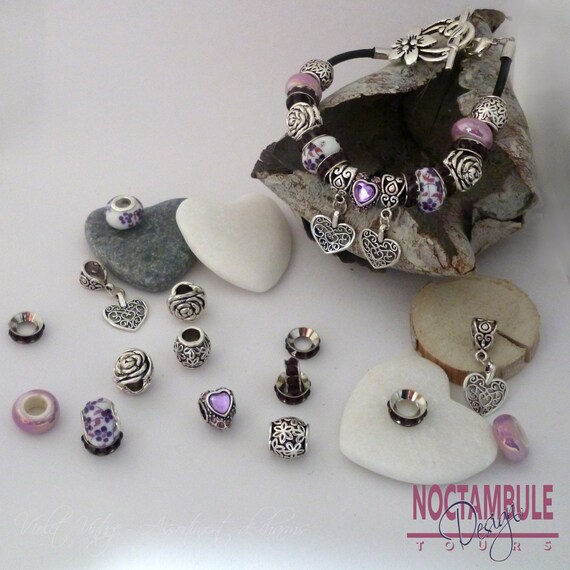 Charms Bracelet Like Pandora Violet Vintage Jonc Breloque Etsy Charms Bracelet Like Pandora Violet Vintage Jonc Breloque Etsy