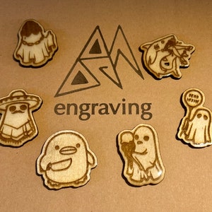 Halloween engrave wooden pins