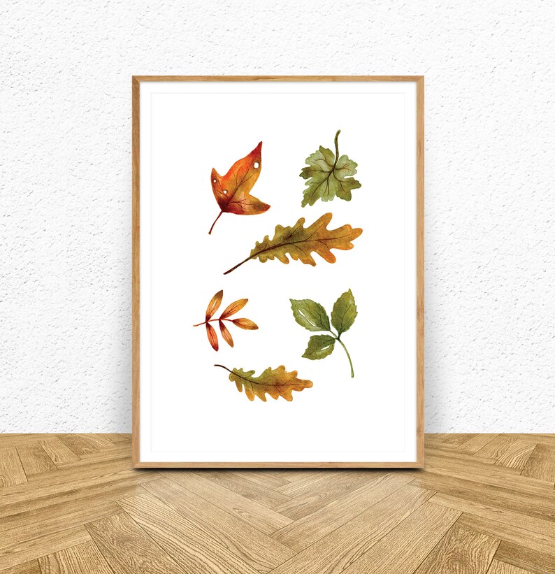 Leaves Fall Art, Digital Printable Wall Art for Autumn and the ...