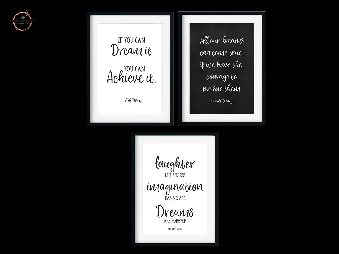 Walt Disney Printable Quotes Set of 3 Print Files If You Etsy