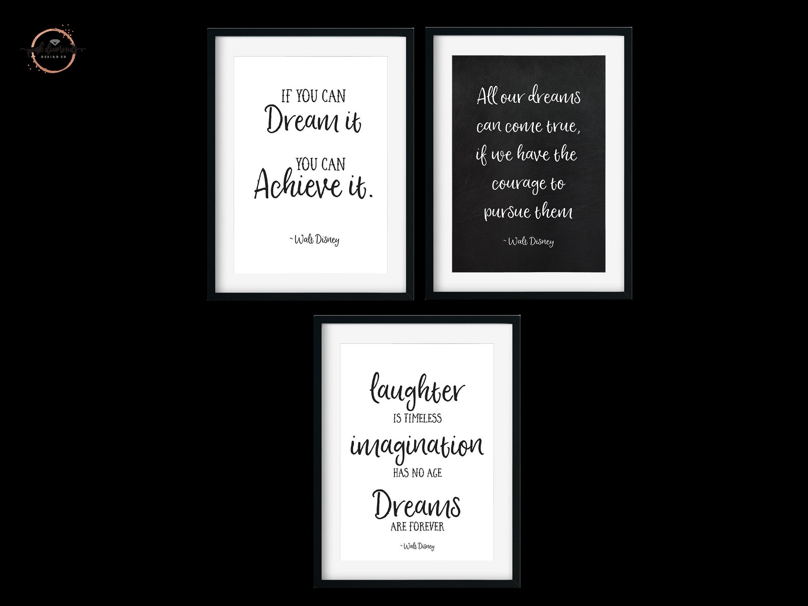Walt Disney Printable Quotes Set of 3 Print Files If You Etsy