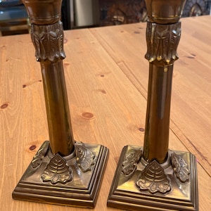 Vintage Pair of Leaf Themed Candlestick Holders
