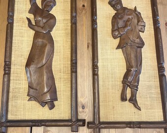 Two MCM Carved Wall Art Pictures