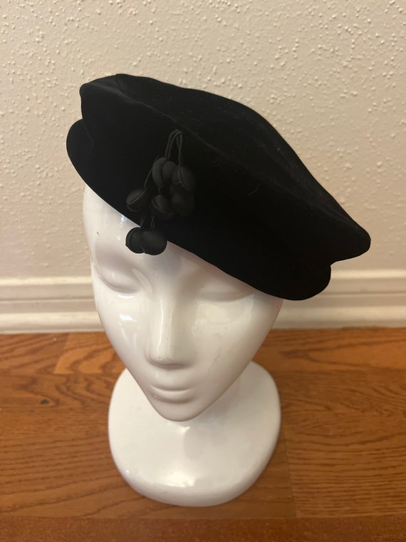 Vintage John Andrews Black Velvet Hat Gem