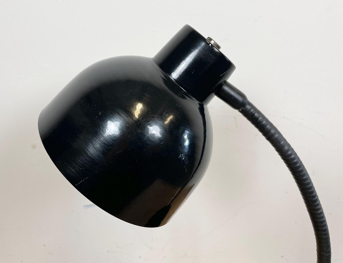 Black Industrial Gooseneck Table Lamp, 1960s, foto 3 di 5