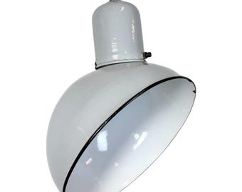 Industriële grijze emaille fabriekshanglamp, jaren 60