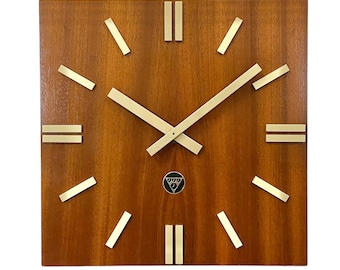 Horloge Murale vintage en Bois Marron de Pragotron, 1980s