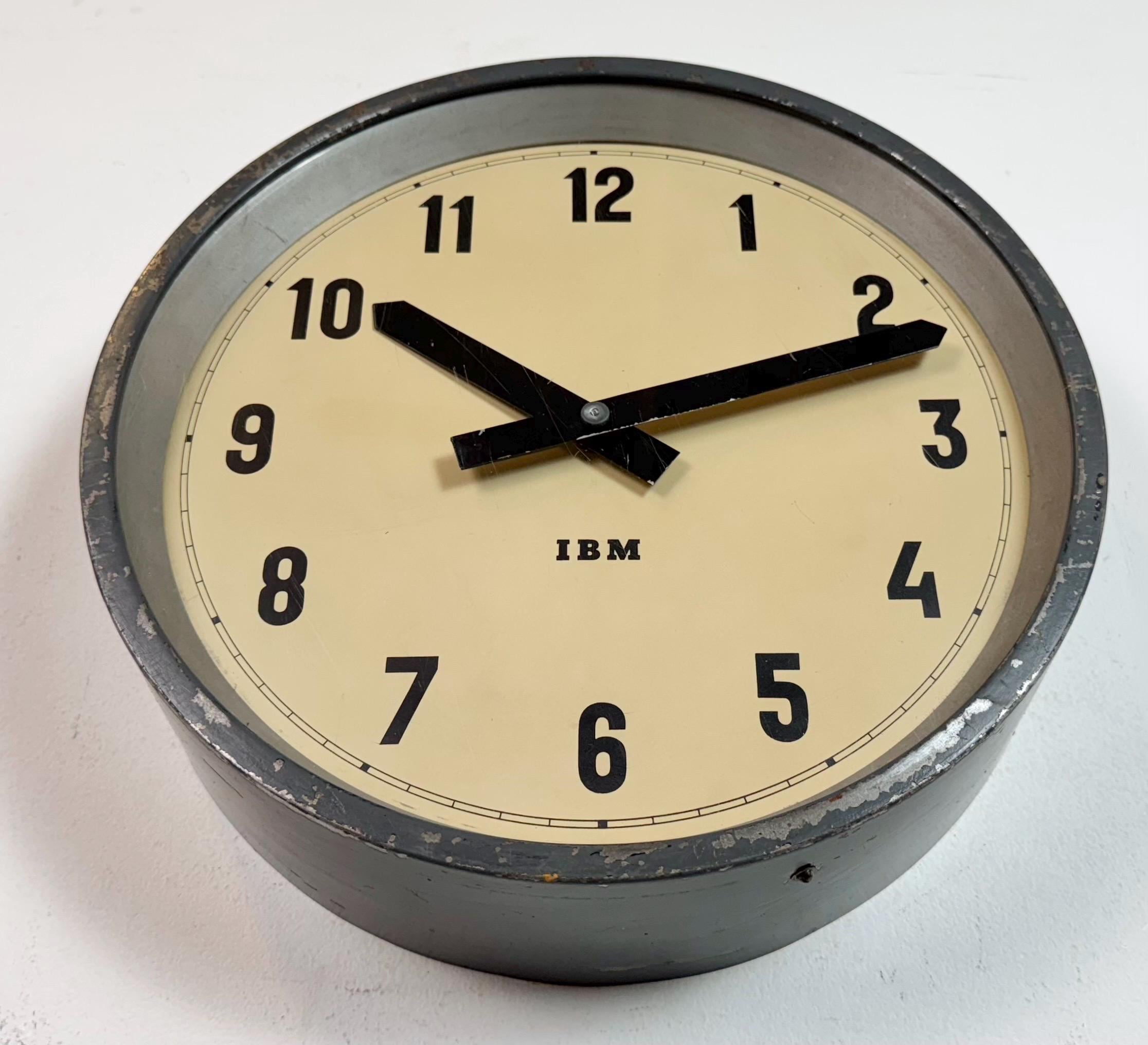Dark Grey Industrial Factory Wall Clock From IBM, 1950s - Etsy