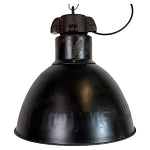 Industrial Black Enamel Bauhaus Pendant Light, 1930s